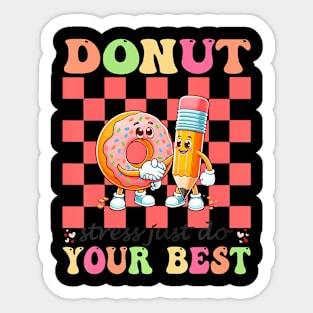 Groovy Donut Stress Best Testing Day Teachers Sticker